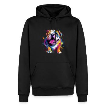 Bouledogue anglais Pop Art I Dog Lover I Splash Art - Sweat à capuche Premium bio Homme - noir - Devant - Nico (187cm)