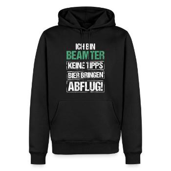Je suis fonctionnaire - apporte de la bière et décolle - Sweat à capuche Premium bio Homme - noir - Devant - Nico (187cm)