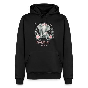 Mama 2024 Elephant Floral Wreath Celebration - Männer Premium Bio Hoodie - Schwarz - Vorne - Nico (187cm)