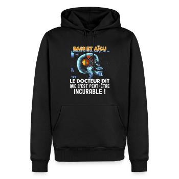 Basket Humour Basketball Le Docteur Dit - Sweat à capuche Premium bio Homme - noir - Devant - Nico (187cm)