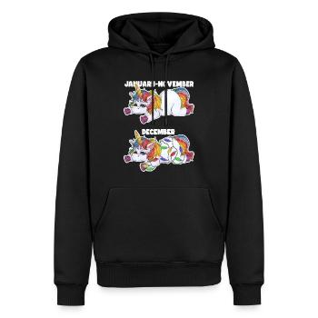 Null Bock Einhorn in Stimmung für Weihnachten - Männer Premium Bio Hoodie - Schwarz - Vorne - Nico (187cm)
