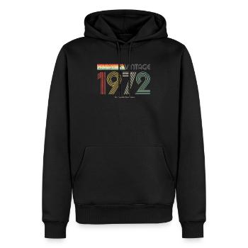 Vintage 1972 Pseudo Collection - Männer Premium Bio Hoodie - Schwarz - Vorne - Nico (187cm)