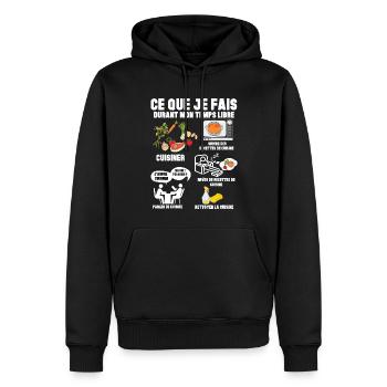 Cuisine Passion Métier Cuisinier Cuisinière - Sweat à capuche Premium bio Homme - noir - Devant - Nico (187cm)