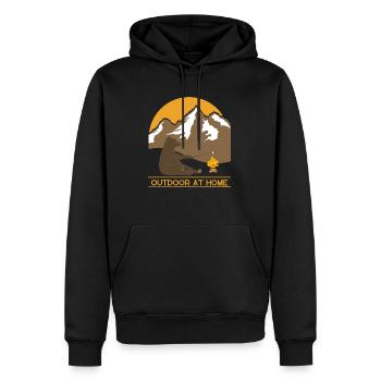 OUTDOOR Bear - Camping - Montagne - Randonnée pédestre - Sweat à capuche Premium bio Homme - noir - Devant - Nico (187cm)