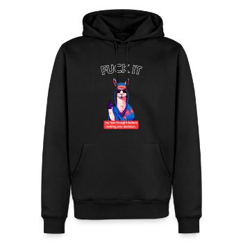 FUCK IT Design - Sweat à capuche Premium bio Homme - noir - Devant - Nico (187cm)