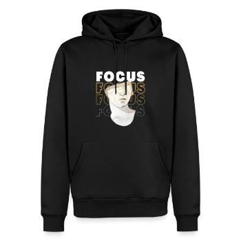 Stay focused - Men’s Premium Organic Hoodie - black - Front - Nico (187cm)