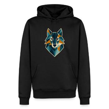 Tête de loup géométrique style polygone - Sweat à capuche Premium bio Homme - noir - Devant - Nico (187cm)