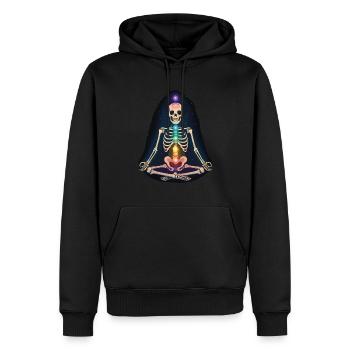 Skelett Yoga - Chakren Meditation - Männer Premium Bio Hoodie - Schwarz - Vorne - Nico (187cm)