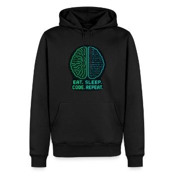 Eat Sleep Code Repeat Geek Design - Sweat à capuche Premium bio Homme - noir - Devant - Nico (187cm)