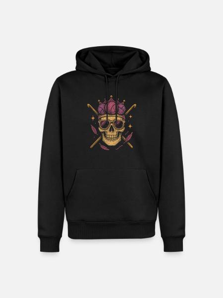 Knitting skull with crown and sunglasses - Men’s Premium Organic Hoodie - black