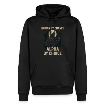 Humain par hasard Alpha de votre choix - Sweat à capuche Premium bio Homme - noir - Devant - Nico (187cm)