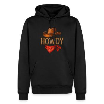 Howdy Cowboy Hut und Bandana Stil - Männer Premium Bio Hoodie - Schwarz - Vorne - Nico (187cm)