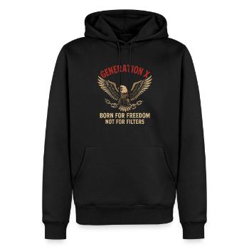 Déclaration de la génération X sur l’aigle de la liberté - Sweat à capuche Premium bio Homme - noir - Devant - Nico (187cm)