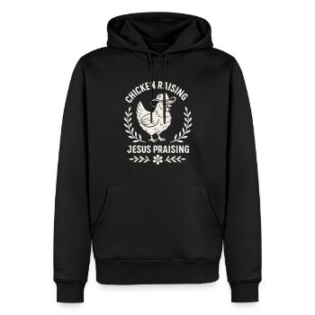 Hühner Haltend Jesus Lobend Cowboy Humor - Männer Premium Bio Hoodie - Schwarz - Vorne - Nico (187cm)