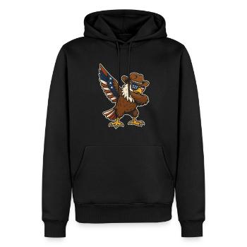 Aigle cool avec chapeau de cow-boy et lunettes - Sweat à capuche Premium bio Homme - noir - Devant - Nico (187cm)