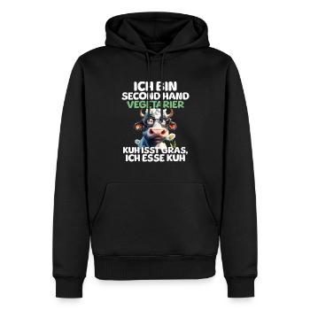 Végétarien d’occasion - Sweat à capuche Premium bio Homme - noir - Devant - Nico (187cm)
