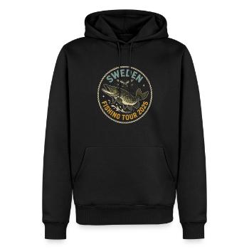 Schweden Angeltour 2025 Abenteuer - Männer Premium Bio Hoodie - Schwarz - Vorne - Nico (187cm)