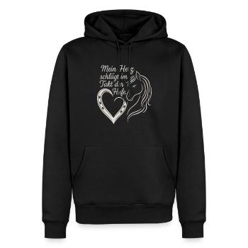 Mon cœur bat au rythme des sabots - Sweat à capuche Premium bio Homme - noir - Devant - Nico (187cm)