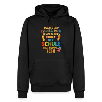 Maternelle Take care, Hey School 2025 - Sweat à capuche Premium bio Homme - noir - Devant - Nico (187cm)