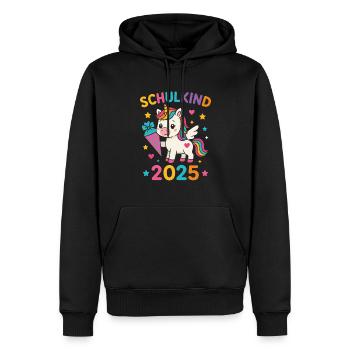 Écolier 2025 Unicorn Cône d’école - Sweat à capuche Premium bio Homme - noir - Devant - Nico (187cm)