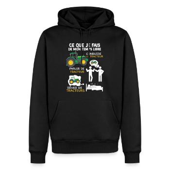 Tracteur agriculteur passion humour métier - Sweat à capuche Premium bio Homme - noir - Devant - Nico (187cm)