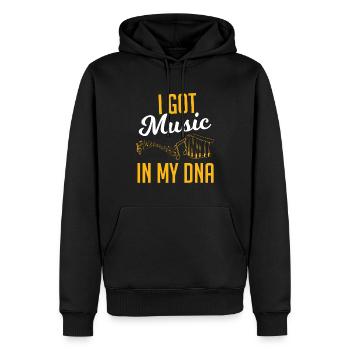 Musik in der DNA - Männer Premium Bio Hoodie - Schwarz - Vorne - Nico (187cm)