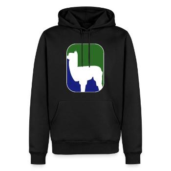 Alpaka Design grün blau Silhouette - Männer Premium Bio Hoodie - Schwarz - Vorne - Nico (187cm)