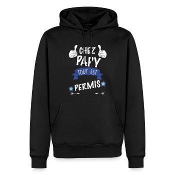 Papy Cool Idée Cadeau Humour Grand Père - Sweat à capuche Premium bio Homme - noir - Devant - Nico (187cm)