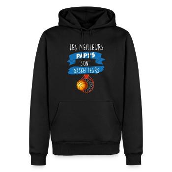 Les meilleurs papy sont basketteurs Cadeau Homme - Sweat à capuche Premium bio Homme - noir - Devant - Nico (187cm)
