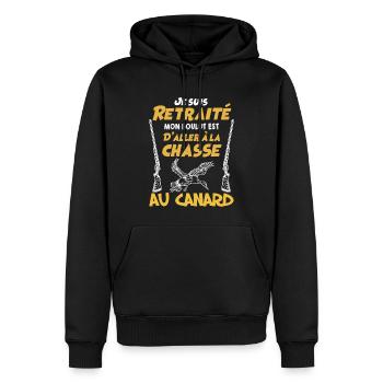 Retraité Et Chasseur De Canard Humour Chasse - Sweat à capuche Premium bio Homme - noir - Devant - Nico (187cm)