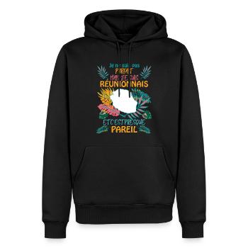 Homme Réunionnais Ile De La Réunion - Sweat à capuche Premium bio Homme - noir - Devant - Nico (187cm)