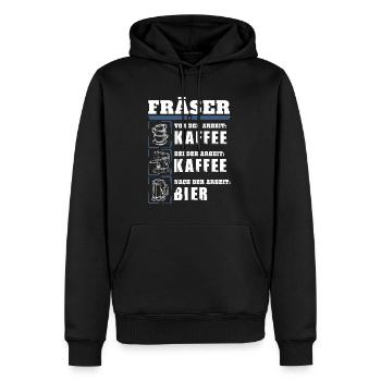 Mon quotidien de fraise - Sweat à capuche Premium bio Homme - noir - Devant - Nico (187cm)