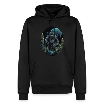 Bigfoot - Mystisches Sasquatch-Design für Naturlie - Männer Premium Bio Hoodie - Schwarz - Vorne - Nico (187cm)