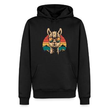 Cooles Alpaka mit Sonnenbrille - Männer Premium Bio Hoodie - Schwarz - Vorne - Nico (187cm)
