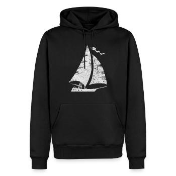 Segelboot Silhouette Minimalistisch Grunge - Männer Premium Bio Hoodie - Schwarz - Vorne - Nico (187cm)