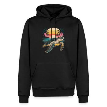 Turtle Sunset Sea - Men’s Premium Organic Hoodie - black - Front - Nico (187cm)