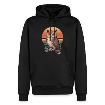 Vintage Eule Tier Vogel - Männer Premium Bio Hoodie - Schwarz - Vorne - Nico (187cm)