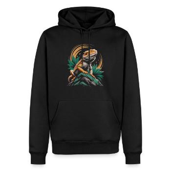 dragon barbu reptile lézard - Sweat à capuche Premium bio Homme - noir - Devant - Nico (187cm)