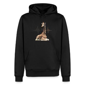 Giraffe Herzschlag - Männer Premium Bio Hoodie - Schwarz - Vorne - Nico (187cm)