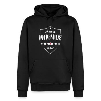 Daron Infirmier Pour Papa Infirmier - Sweat à capuche Premium bio Homme - noir - Devant - Nico (187cm)