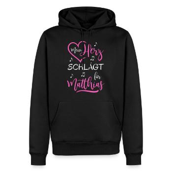 Mein Herz schlägt für Matthias - Männer Premium Bio Hoodie - Schwarz - Vorne - Nico (187cm)