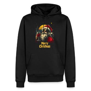 Weihnachtsmann mit Weinglas Weihnachtsfeier Wein - Männer Premium Bio Hoodie - Schwarz - Vorne - Nico (187cm)