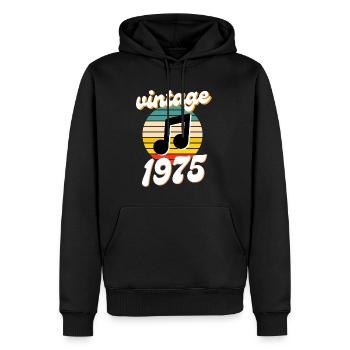 né 1975 millésime 75 idée cadeau anniversaire - Sweat à capuche Premium bio Homme - noir - Devant - Nico (187cm)