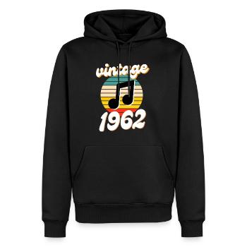 né 1962 millésime 62 idée cadeau anniversaire - Sweat à capuche Premium bio Homme - noir - Devant - Nico (187cm)