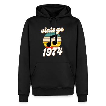 né 1974 millésime 74 idée cadeau anniversaire - Sweat à capuche Premium bio Homme - noir - Devant - Nico (187cm)