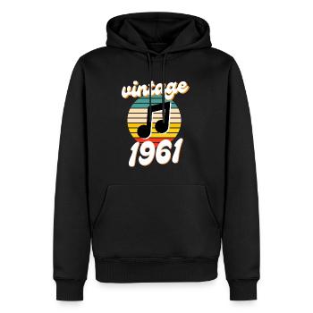 né 1961 millésime 61 idée cadeau anniversaire - Sweat à capuche Premium bio Homme - noir - Devant - Nico (187cm)