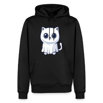 Chat Halloween Bande Dessinée Fantôme - Sweat à capuche Premium bio Homme - noir - Devant - Nico (187cm)