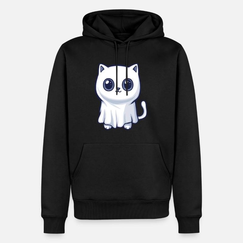 Katze Halloween Comic Geist - Männer Premium Bio Hoodie - Schwarz