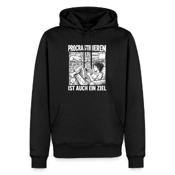 Procrastination is also a goal - Men’s Premium Organic Hoodie - black - Front - Nico (187cm)