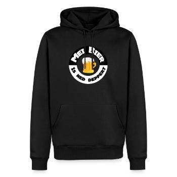 "Mei Bier is ned deppert" by Claudia-Moda - Männer Premium Bio Hoodie - Schwarz - Vorne - Nico (187cm)